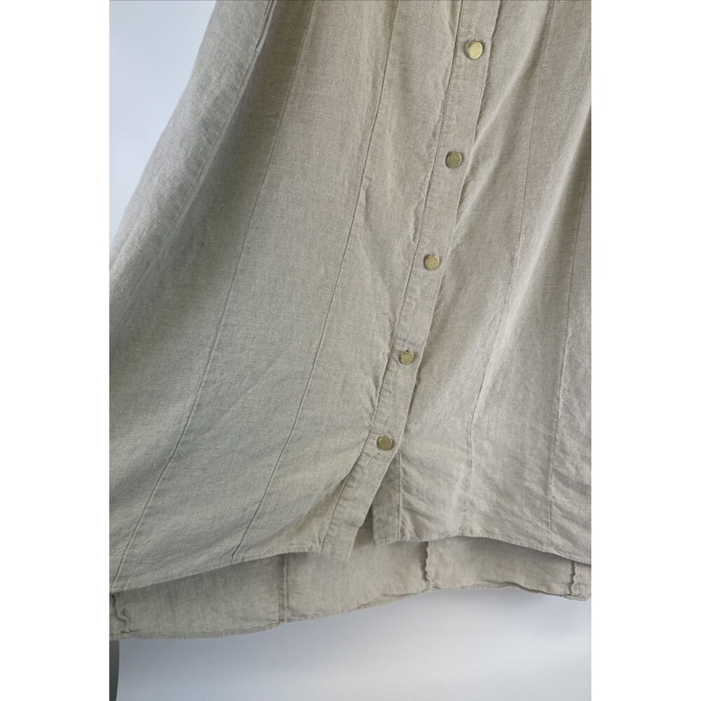Soft Surroundings Linen Maxi Skirt Button Down Pockets Natural Tan Womens Large - Picture 3 of 12